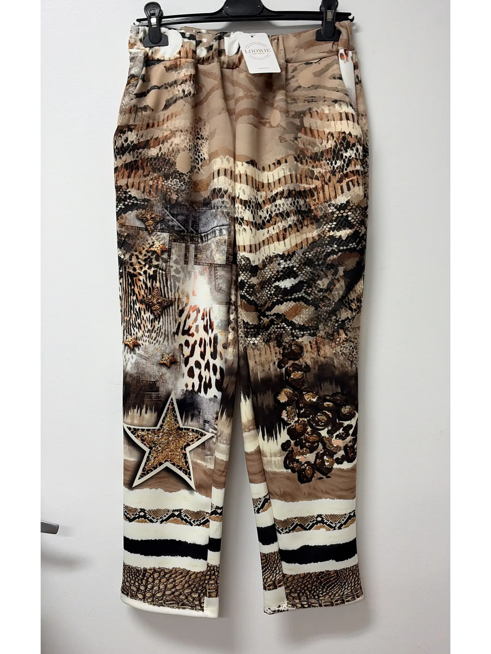 L555 | Loowie Safari Denim Patch Jogger Pants | Brown | One Size S-L